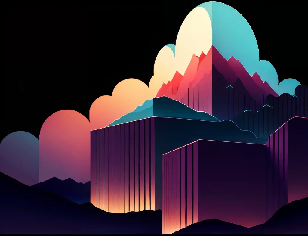 mountain tops，vectorize the image，light and dark，lineworks，a color