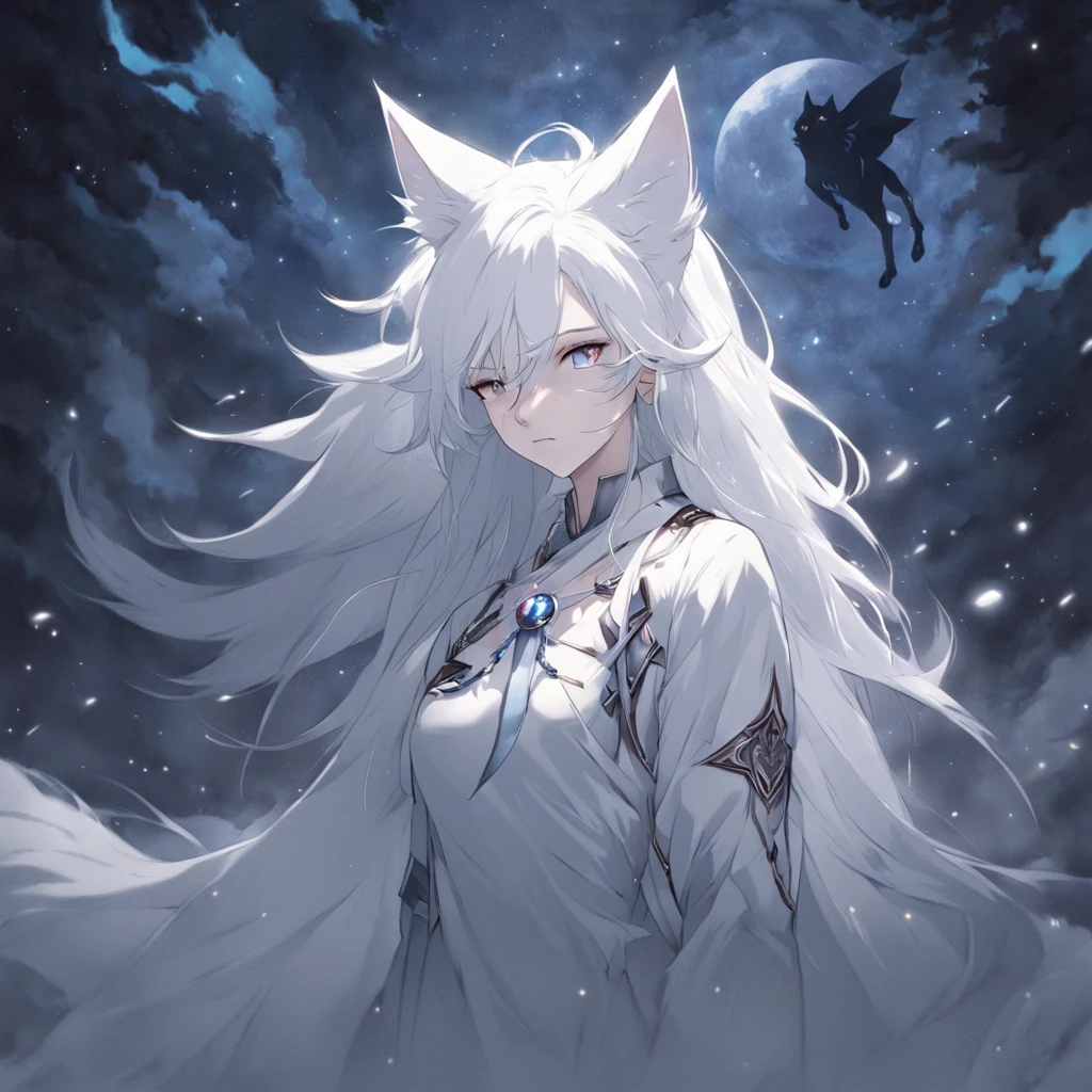 lobo de anime blanco y azul