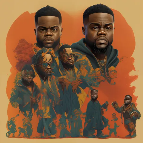 "An artistic portrait of kevin hart with a unique and captivating style, showcasing his charismatic personality and expressive features."