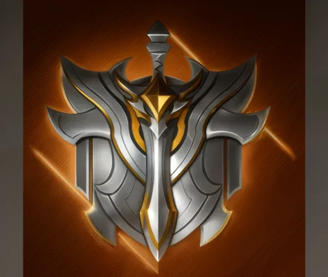 Close-up of a metal shield with a sword, shield design, symmetric concept art, The sword, bronze skin, blade design, simple shading, minimal design armor style, A scene from the《Intrepid Covenant》Omen, lineage 2 revolution style, style of league of legends...