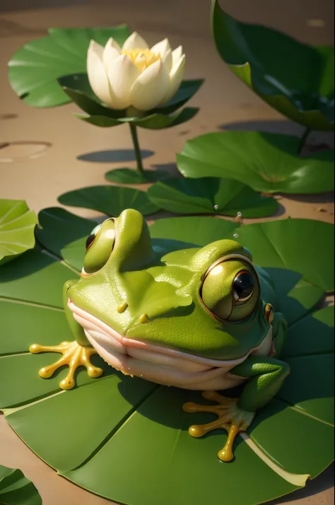 Ultra realistic frog sitting at a pond - SeaArt AI