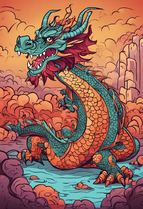 Chinese cartoon illustrator dragon