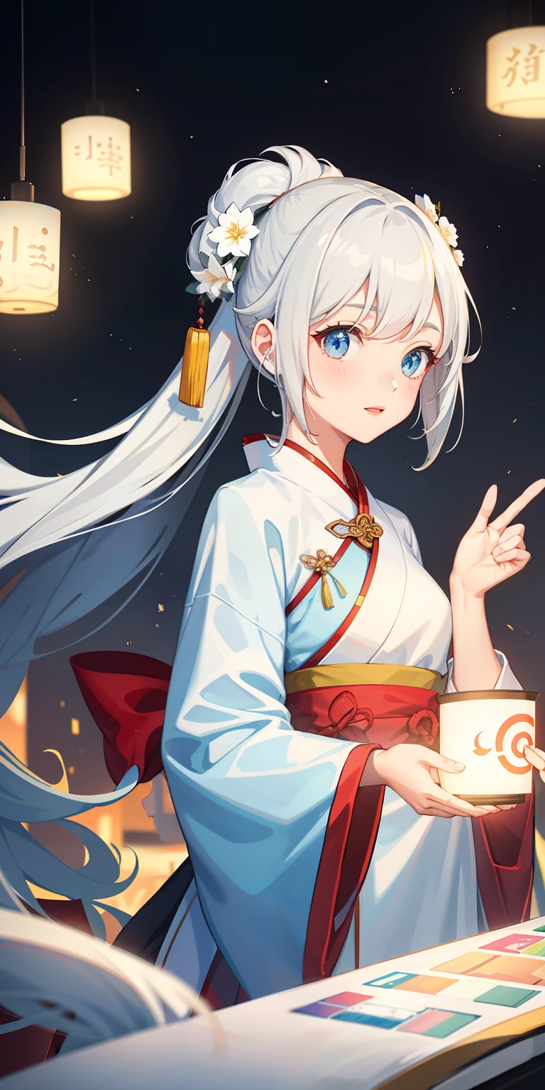 1 chica, (hanfu), brillante, iluminación lateral, fondo de pantalla,