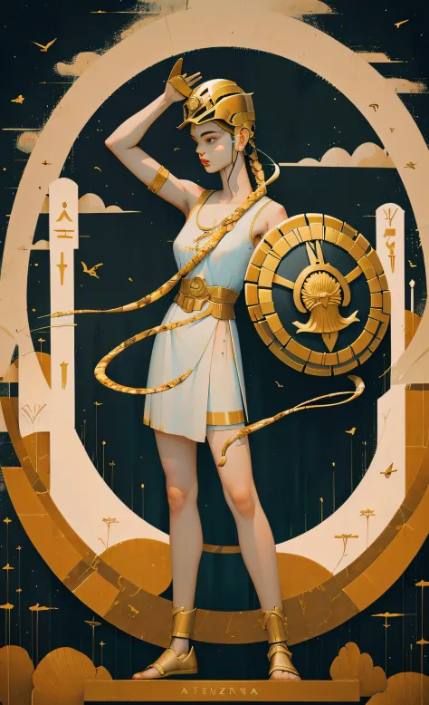 athena was goddess of war and in numerous ceramics she looks like a young warrior armed with a helmet....., lanza, coraza y escu...