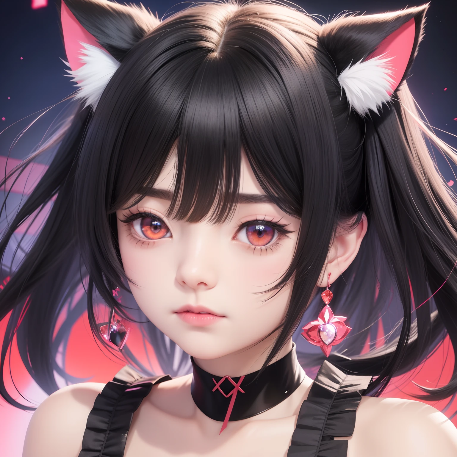 anime girl with black hair and red eyes wearing black dress, anime girl with cat ears, cute anime catgirl, anime moe artstyle, beautiful anime catgirl, girl with cat ears, very beautiful anime cat girl, ayaka genshin impact, anime catgirl, attractive cat girl, cat girl, anime style 4 k, with glowing red eyes