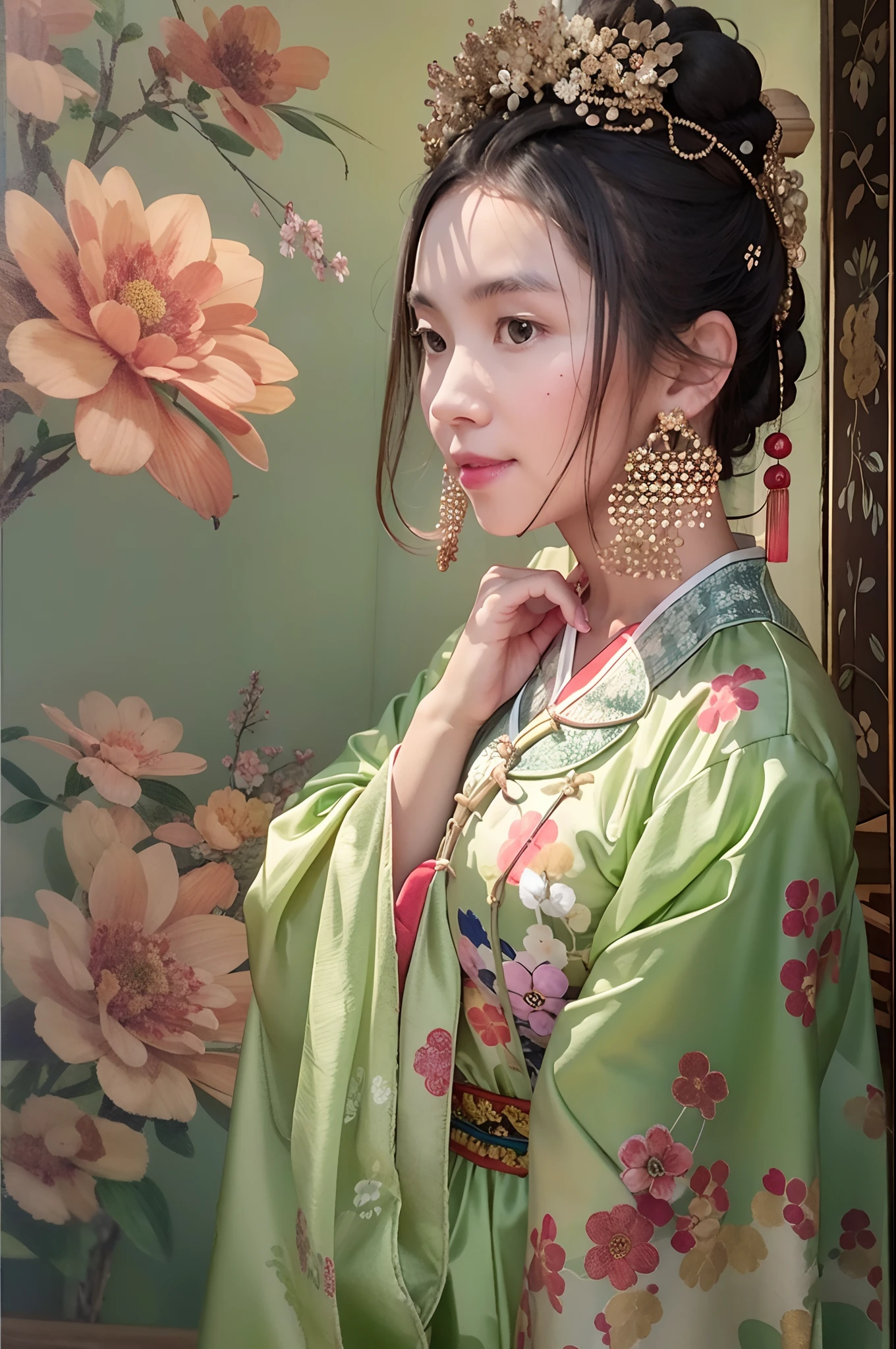 beautiful girl wearing,An ancient chinese woman's lingerie,full  body detail