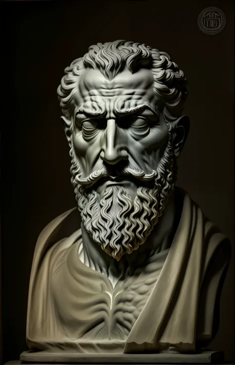 Ancient Greek philosopher Epicurus face, dark background, 8k, --auto --s2 -  SeaArt AI