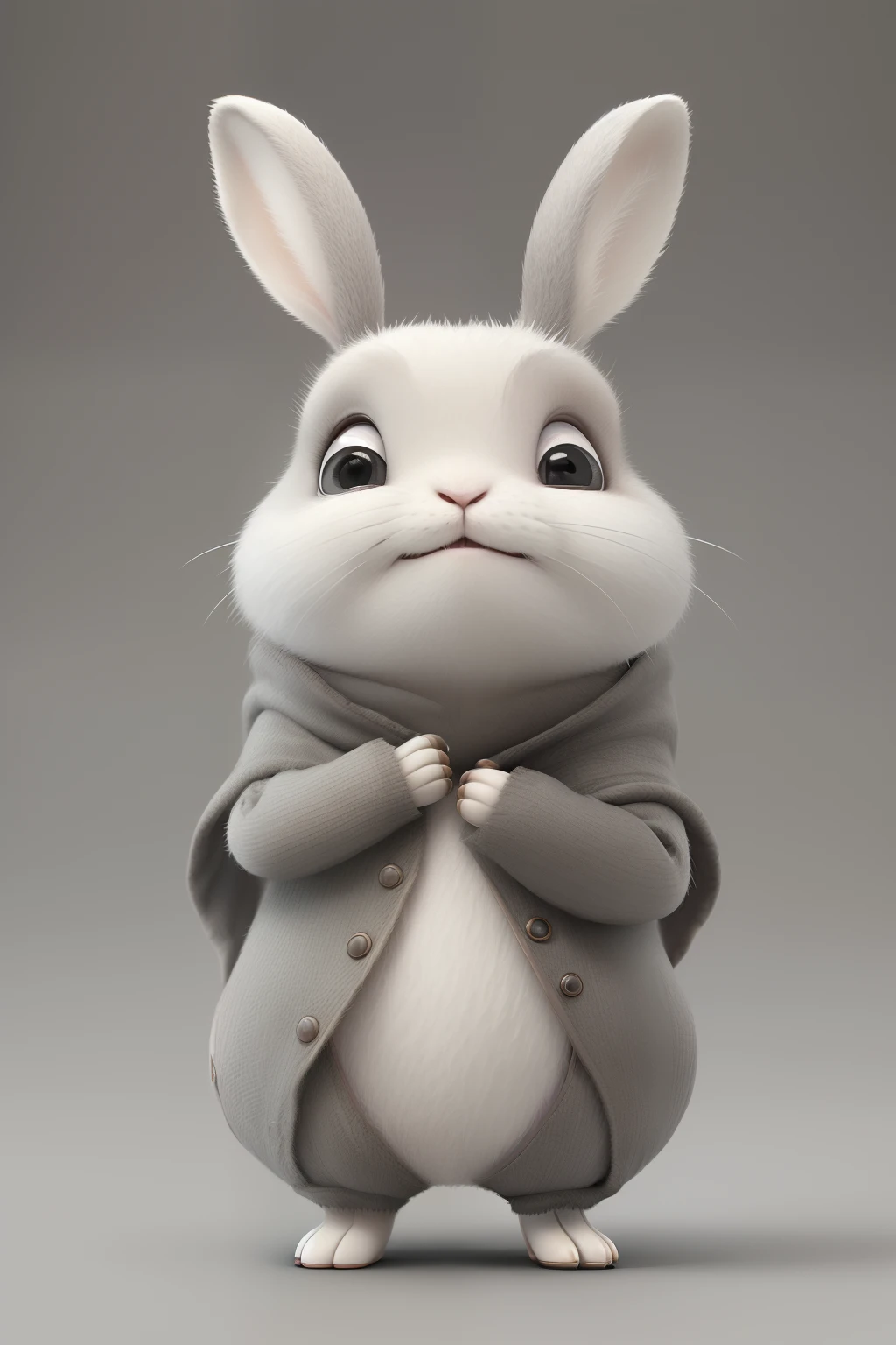 A white rabbit wearing a coat and standing on its hind legs SeaArt AI