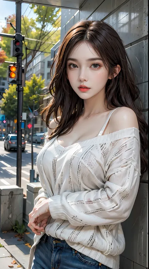 woman, Large breasts, facingviewer,fcPortrait, Cropped sweater - SeaArt AI