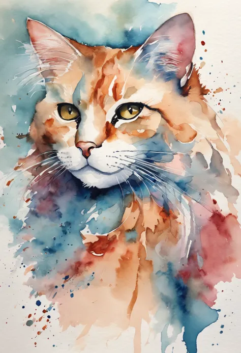 catss, Main color Black, Secondary colorBlue, Pastel pink background, artistic, Sophisticated, Warm style, Shapes include abstract cats, Playful forms, Elegant piece, Textures include fur textures, Smooth paint, Texture of the fabric, The lines contain gra...