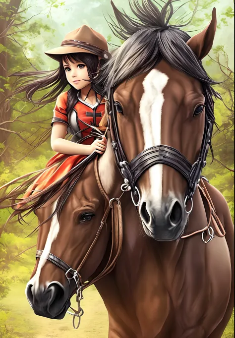 Amazon girl riding a horse, --auto --s2