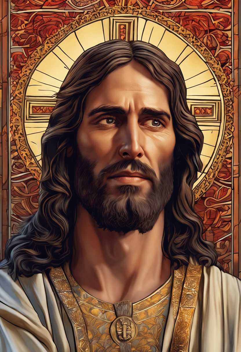 a close up of a man with long hair and a beard, jesus Cristo, Retrato de jesus Cristo, 8 k realistic digital art, jesus of nazareth, ultra realistic digital painting, rosto de jesus, highly realistic digital art, hyper realistic digital painting, ultra realistic digital art, very realistic digital art, jesus, arte digital ultrarealista