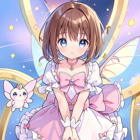 masterpiece, best quality, portrait of magical girl, sparkling magical girl, magical little girl, cardcaptor sakura, clean and m...