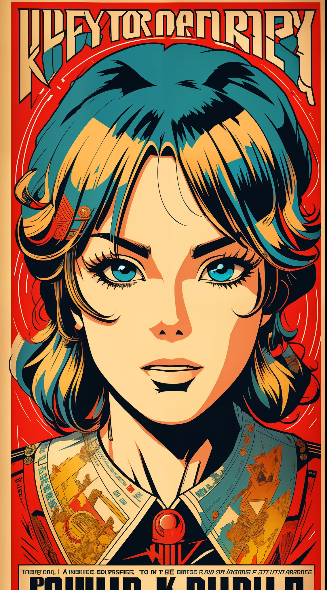 A highly detailed propaganda poster, watch anime, pop art, typography ...