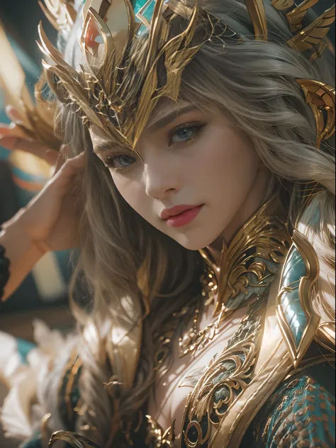 A close up of a person in a costume, unreal engine render + a goddess, unreal 6 breathtaking detailed, cgsociety 8k, cgsociety 8...