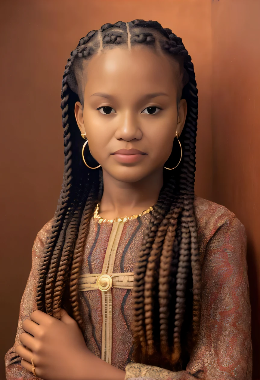 A close up of a young girl with braids and a necklace - SeaArt AI