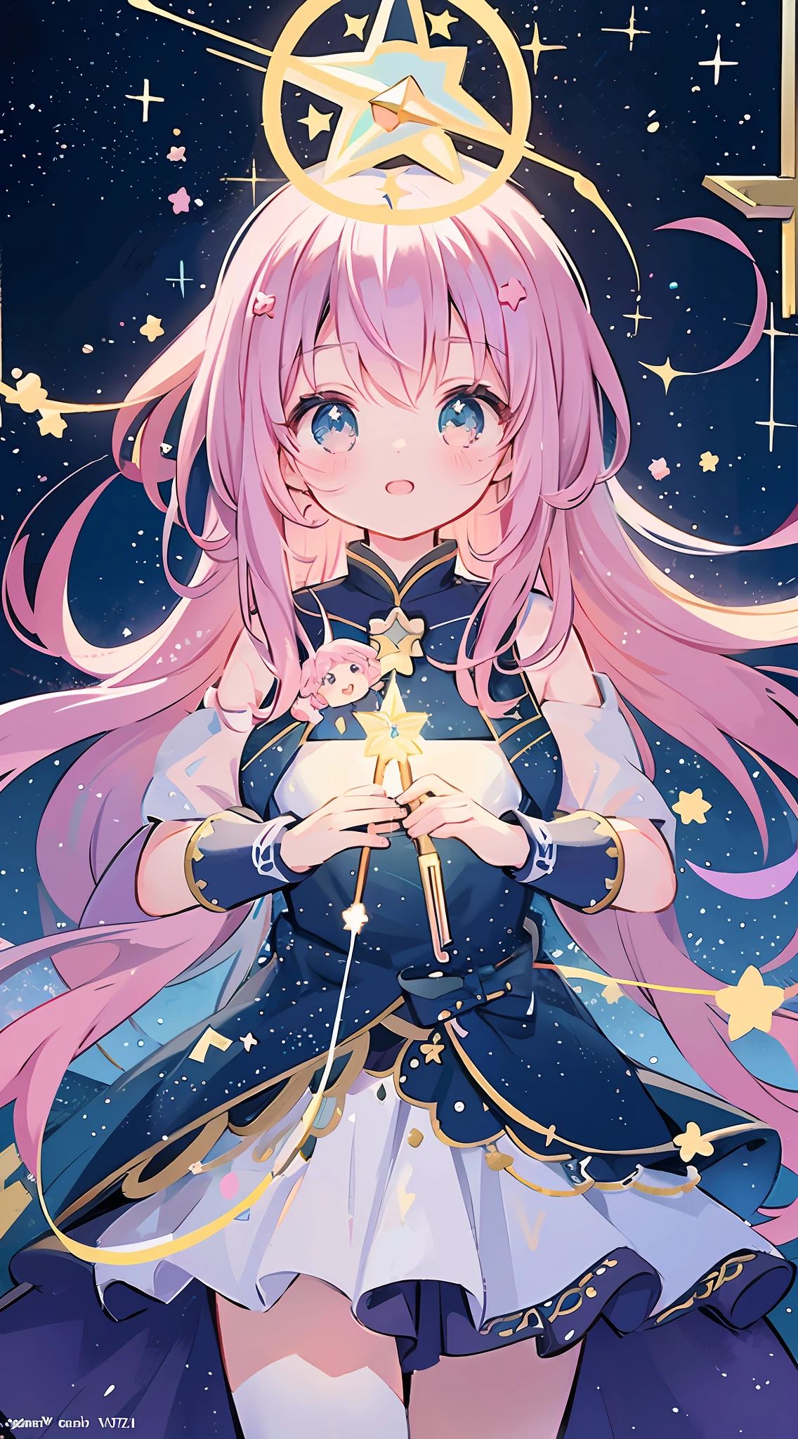 Anime girl with a star and a wand on her head, sparkling magical girl ...