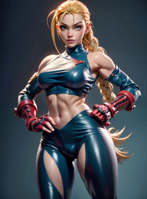((Best quality)), ((Masterpiece)), ((Realistic)) and ultra-detailed photography of a girl with goth colors. Cammy in full view， ...