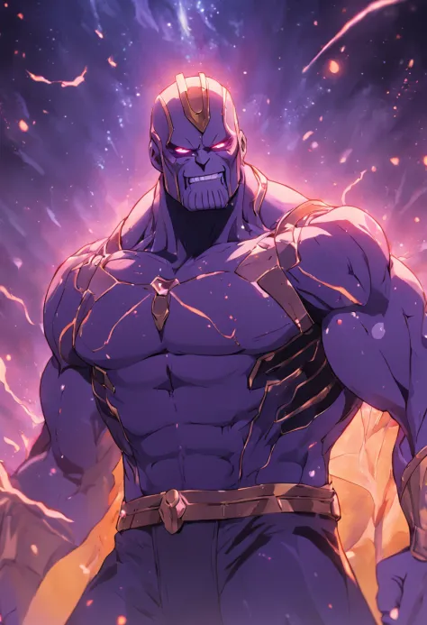 Thanos, Marvel. anime, HF, Minimal Details, poseable, complete body, 8k