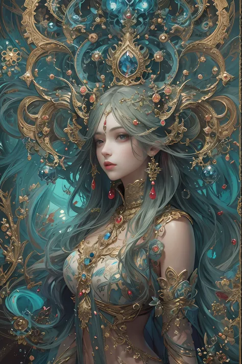 (masterpiece, top quality, best quality, official art, beautiful and aesthetic:1.2), (1 fantasy girl), extremely detailed, ornat...