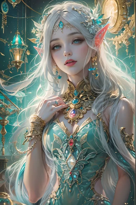 (masterpiece, top quality, best quality, official art, beautiful and aesthetic:1.2), (1 Elf girl), extremely detailed, ornate je...