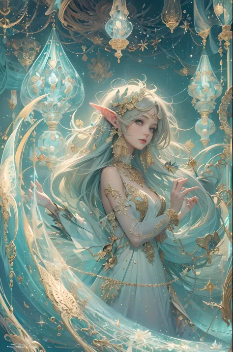 (masterpiece, top quality, best quality, official art, beautiful and aesthetic:1.2), (1 Elf girl), extremely detailed, ornate je...