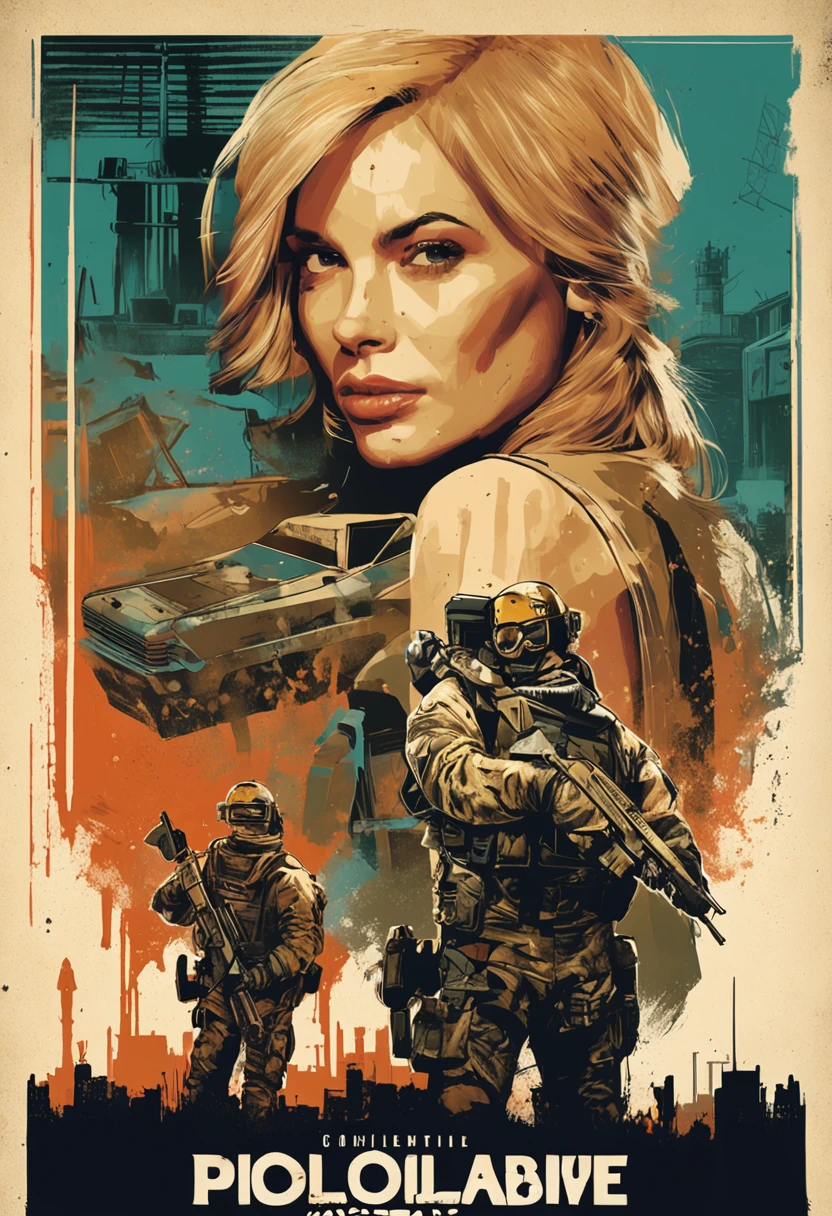 there is a special  edition poster of a " polaroid media artwork of complete naked blonde using marker as the medium, against an industrial background" game poster, official poster artwork, game promotional poster, official poster, full poster, military art, promotional poster art, beautiful cinematic poster, official print, videogames poster, craig mullins greg rutkowski, ( apocalyptic ) 8 k, craig mullins style, cinematic poster, apocalyptic 8k, apocalyptic 8k