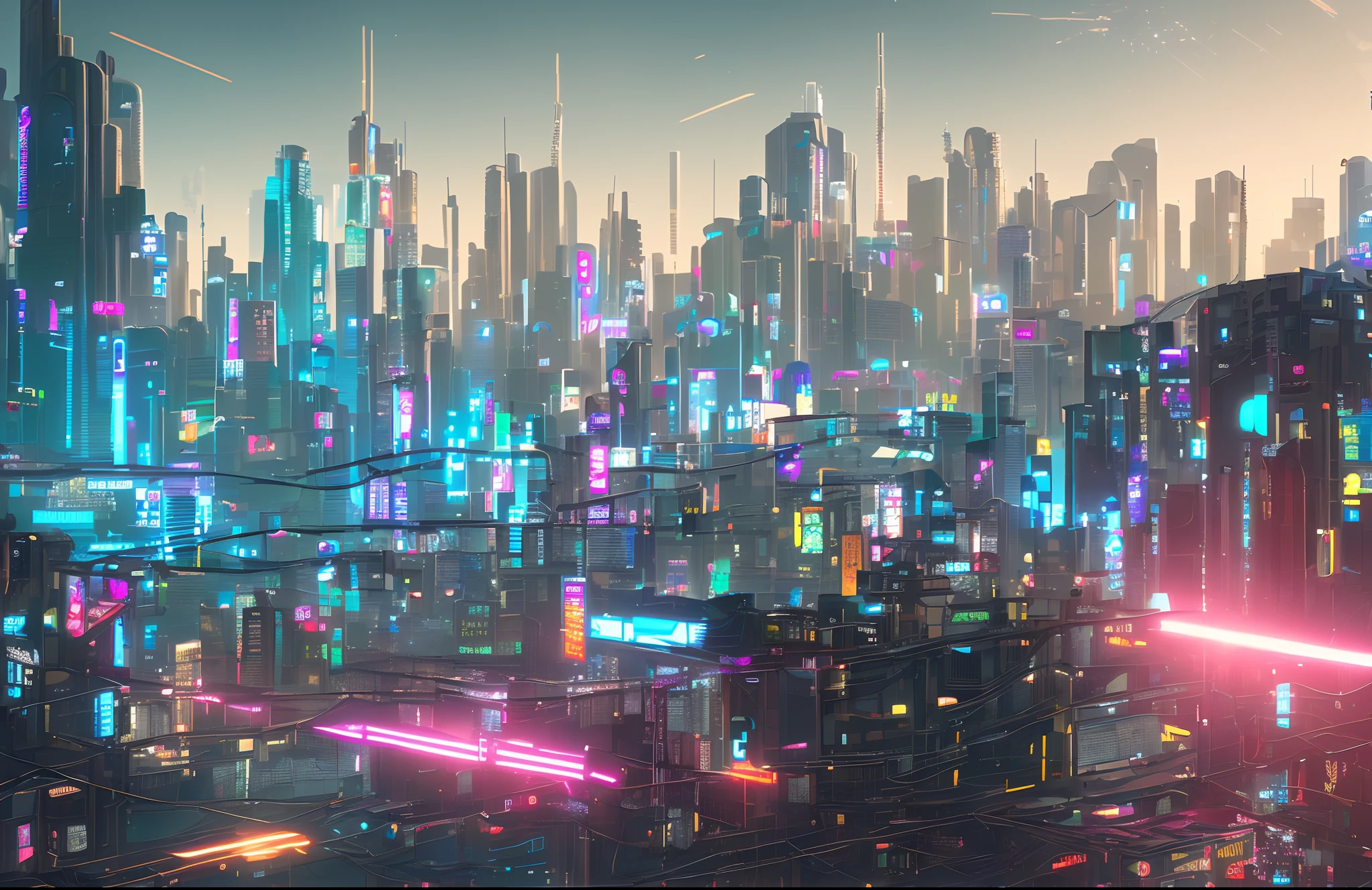 مدينة Cyberpunk من فيلم الخيال العلمي, شارع فارغ, ((مفصلة للغاية)), حقيقي, سريالية, ((جودة عالية)), مفصلة للغاية, تفاصيل مجنونة, (((photo-حقيقي))), 8 ك