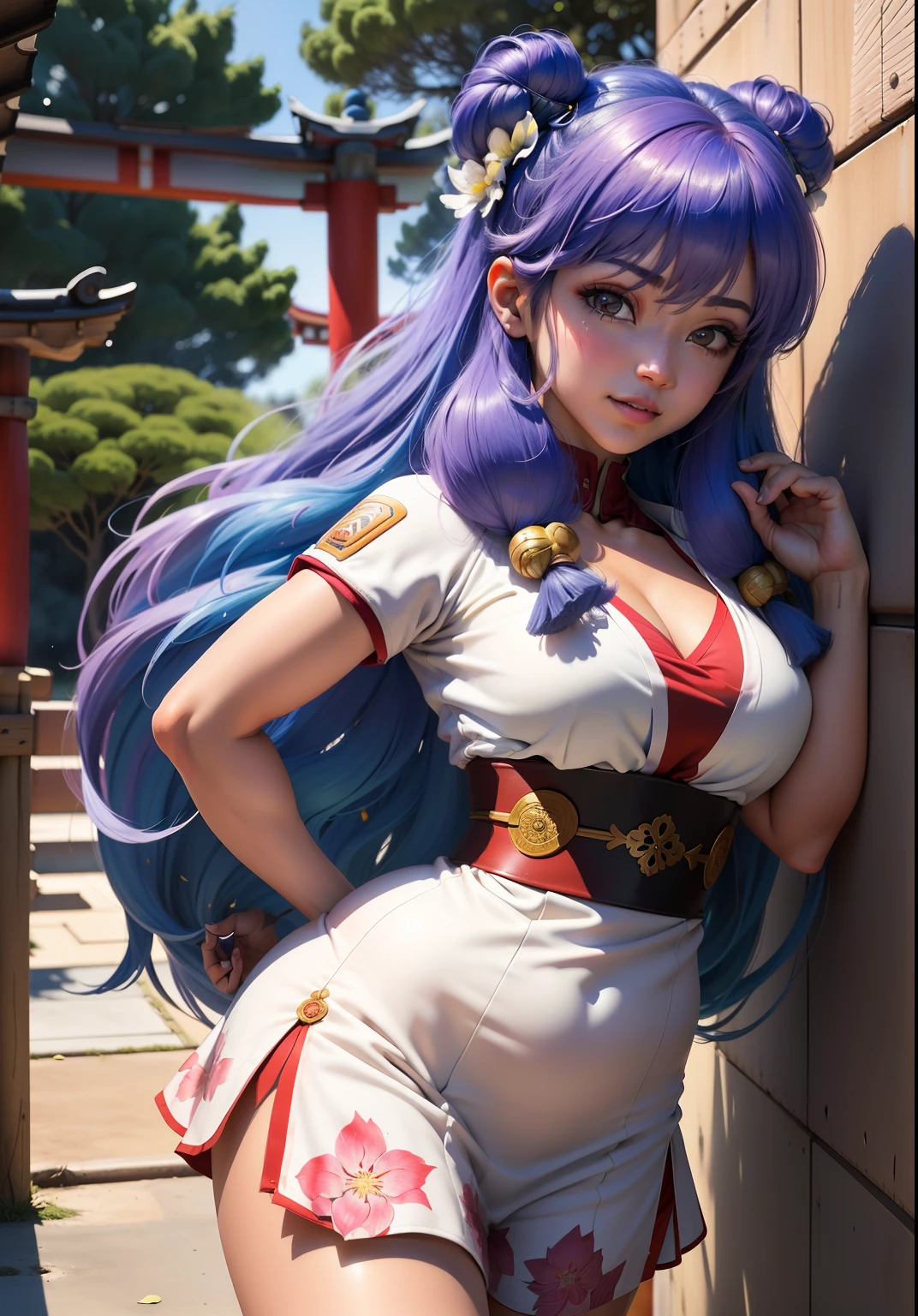 (shampoowaifu: 1), Beautiful, smile, pose casual, lilac hair,  provocative,challenging eyes, bright Eyes, chinese long suit, Red dress, riding bicycle, delivering food at home 

(realist: 1.2), (realism), (masterpiece: 1.2), (Best Quality), (ultra detailed), (8k, 4k, Intricate), (full body shot: 1), (85 mm), light particles, (Very detailed: 1.2), (detailed face: 1.2), (degraded), colorful and detailed lilac eyes

(Japanese Garden House)(detailed background), (Angle Dynamic: 1.2), (dynamic  pose: 1.2),