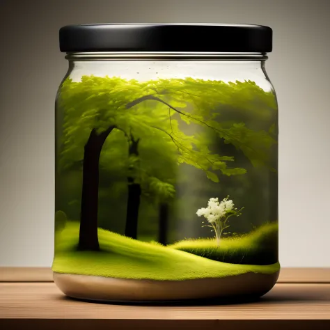 Realistic photo of spring in a bottle