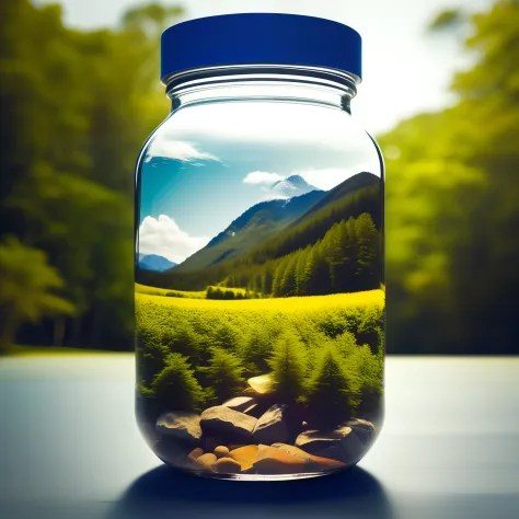 Realistic photo of summer in a bottle