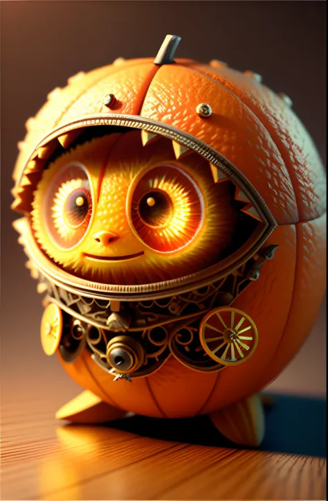 Cute little orange, rendering by octane, illusory engine, Highly detailed, Intricate
