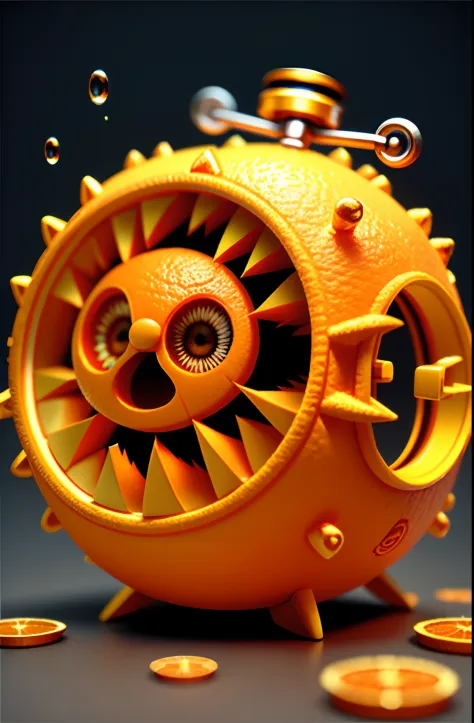 Cute little orange, rendering by octane, illusory engine, Highly detailed, Intricate