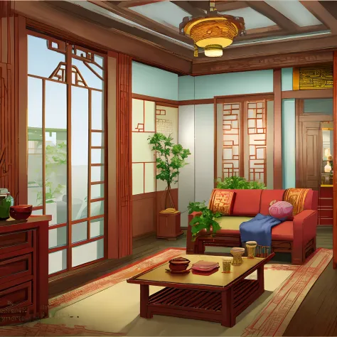Indoor, Chinese style furniture, no one
