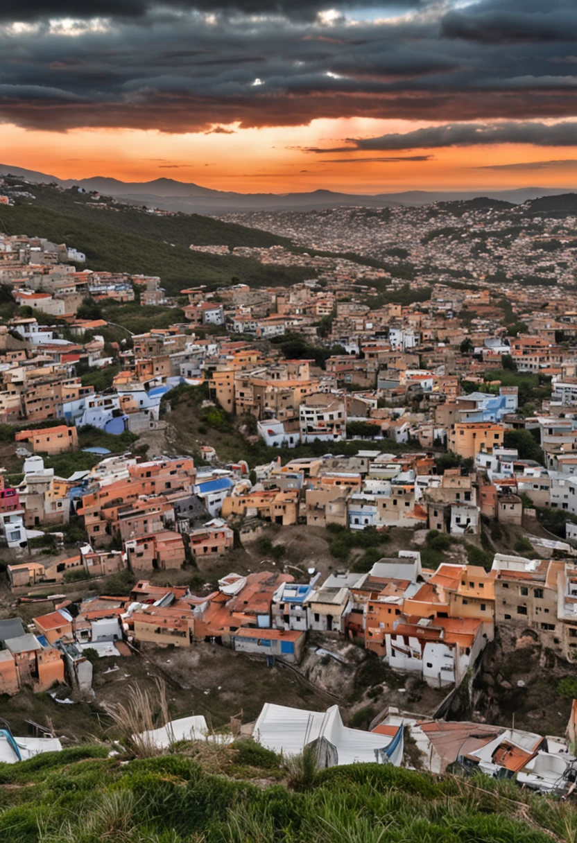 A view of a city with a mountain in the background - SeaArt AI