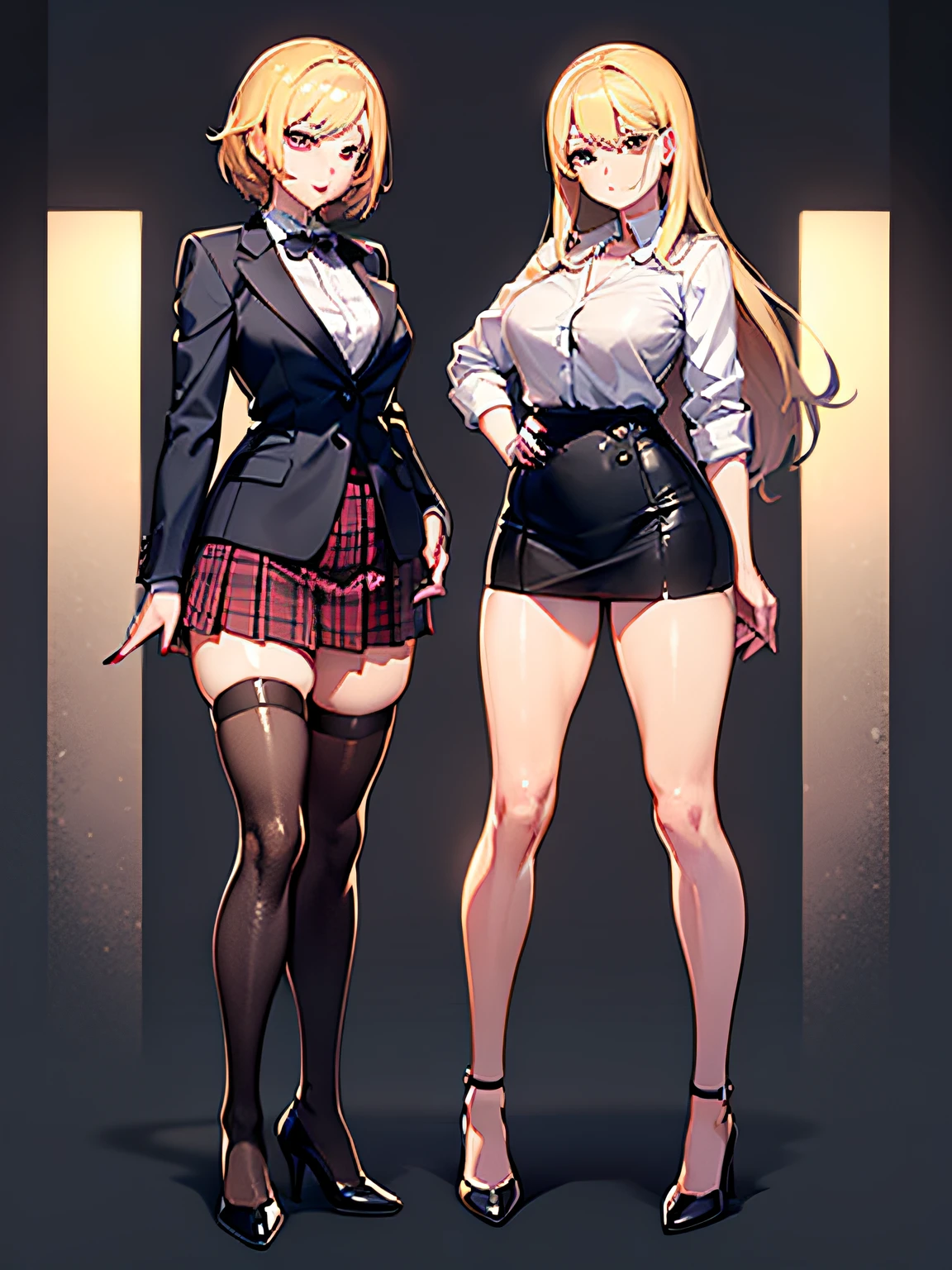 Anime - style image of two women in short skirts and high heels - SeaArt AI