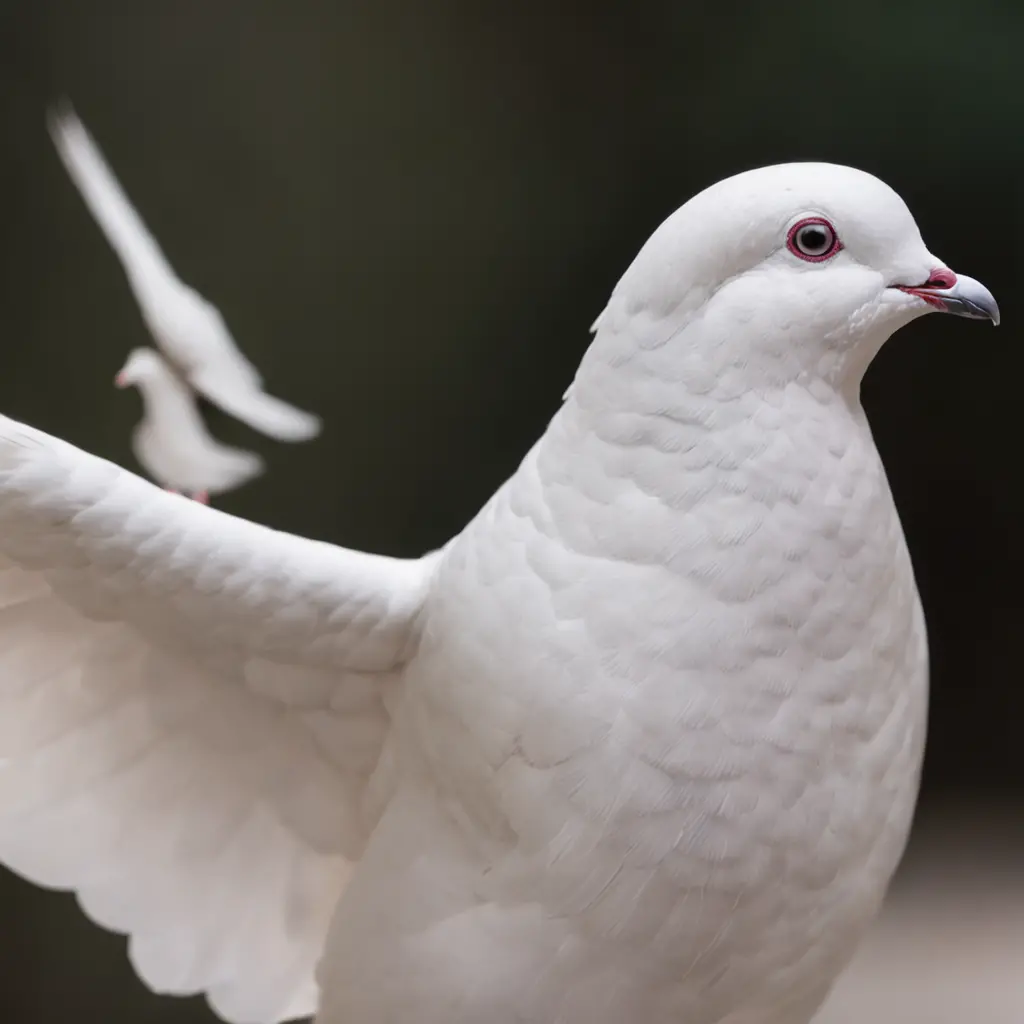 White dove with black background