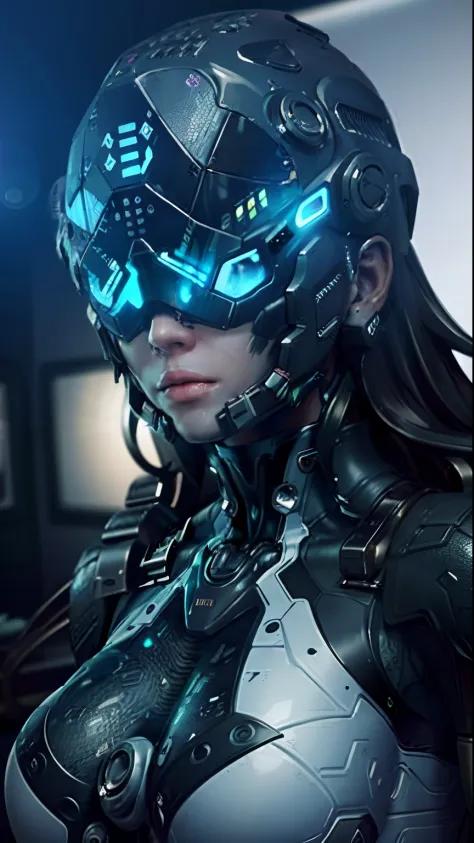 ((Best quality)), ((masterpiece)), (highly detailed:1.3), 3D,rfktr_technotrex, beautiful cyberpunk woman with voluminous hair hacking a computer terminal,computer servers, LCD screens, fibre optic cables, corporate logos,HDR (High Dynamic Range),Ray Tracin...