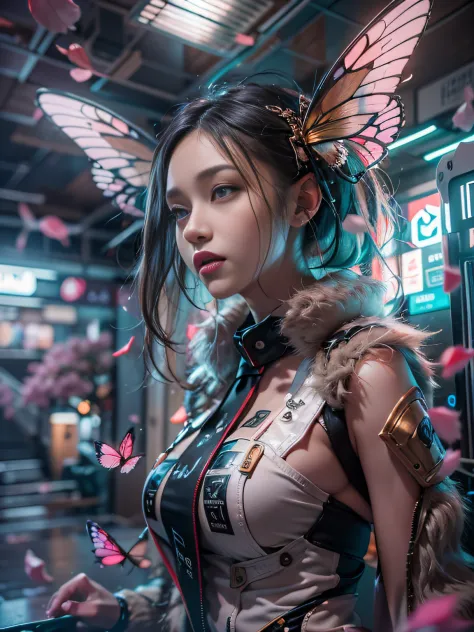 （（best qualtiy））， （（tmasterpiece））， （the detail：1.4）， 。.。.。.。.3D， Beautiful cyberpunk female images，hdr（HighDynamicRange），Ray tr...
