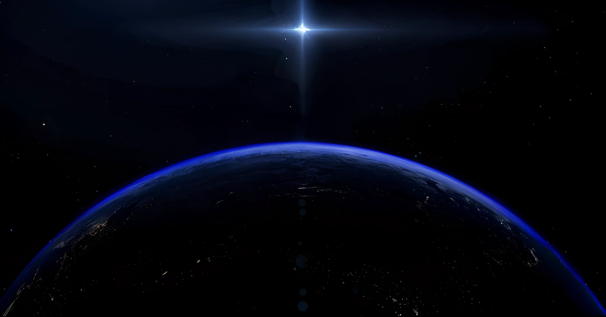 A close up of a star shines above a planet - SeaArt AI