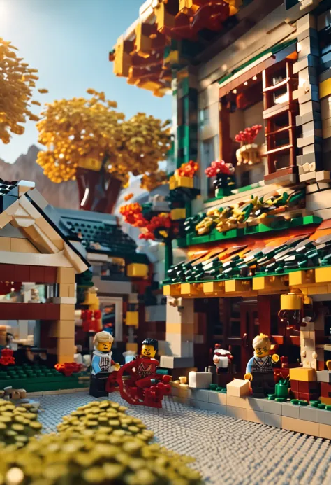 Lego brick scene，Heat and solar terms，Summer is getting cooler，farm land，ultra-realistic image，Real-world scenarios，8K分辨率，Meticulous and minimalist environment，The is very detailed，top-quality，artsy photography，Chinese pastoral style，Miniature scenes，Cinem...