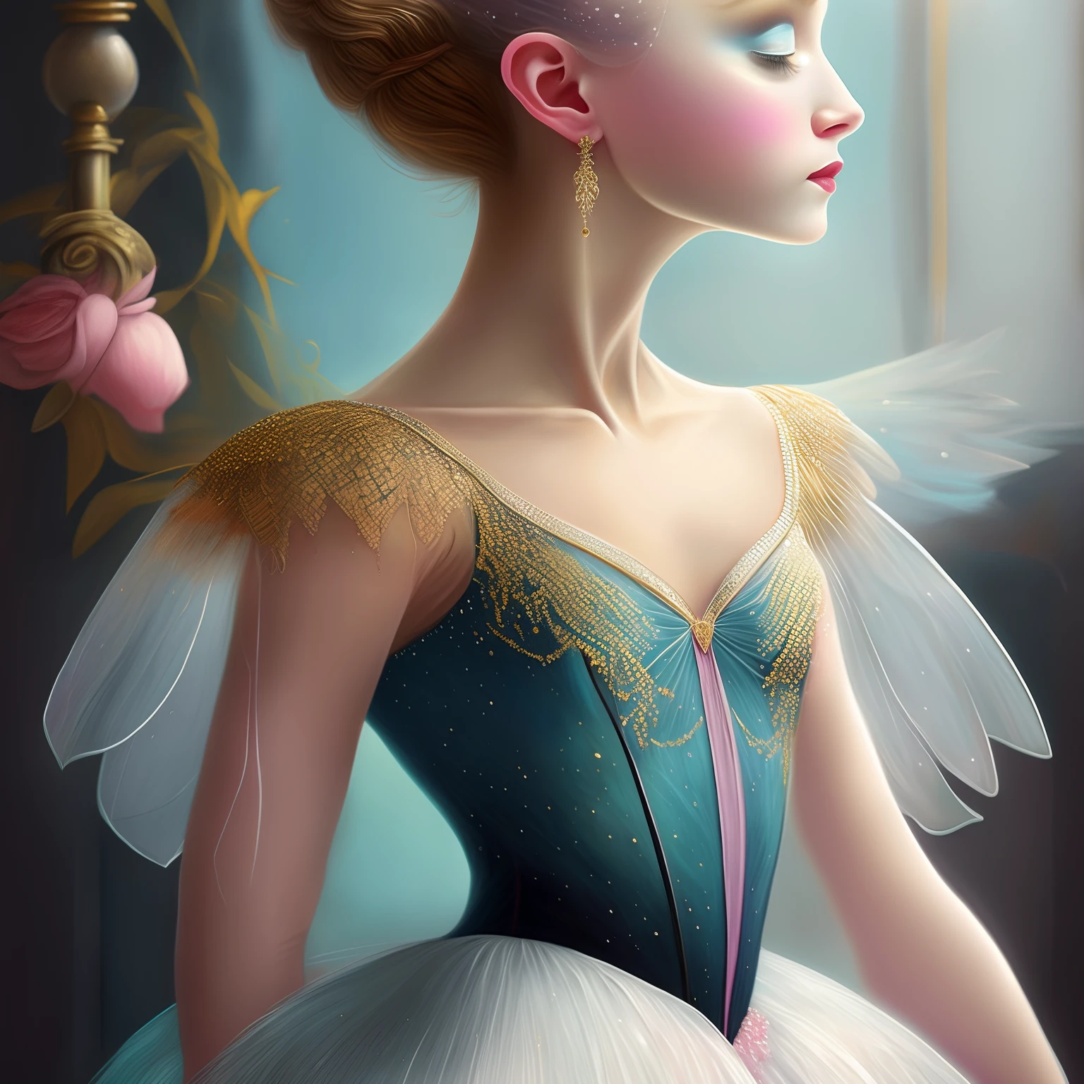 a painting (delicate ballerina), Covered in ice , Gold
and Black details , in the style of
Unreal engine 5 :: Acid Blue ::5 highly detailed, digital painting, artstaion, concept art, smooth sharp focus, illustration, art by wlop