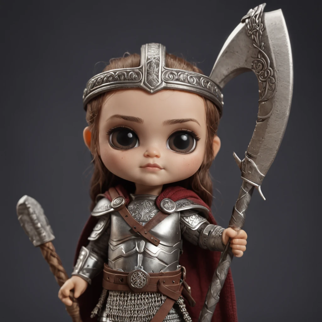 a cute, cuddly, chibi, viking warrior, a cute, cute, chibi, spartan warrior, sticker background, and a cute, cute, chibi, skeleton fighting with them,