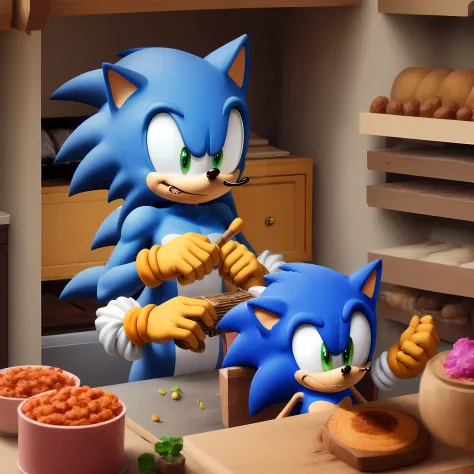 Sonic trabalhando com artesanato com resina