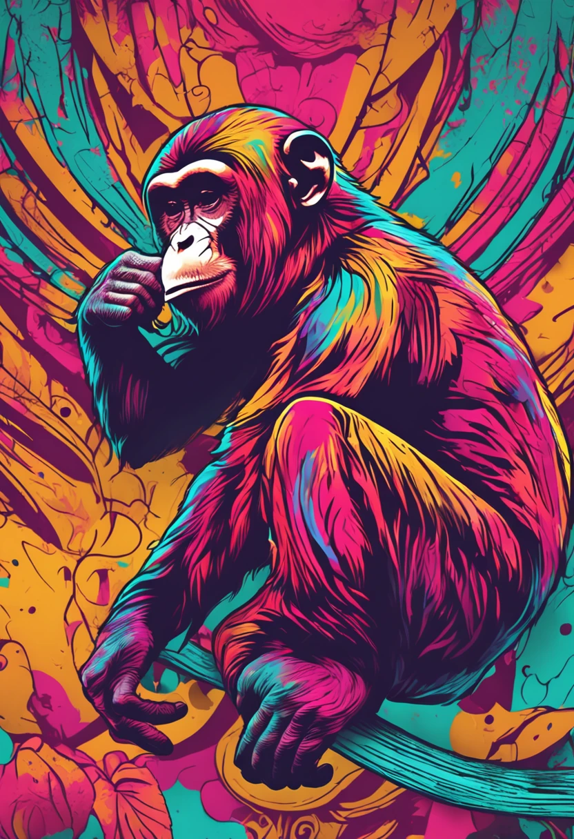 Create a monkey logo for a digital channel with vibrant, high-resolution colors