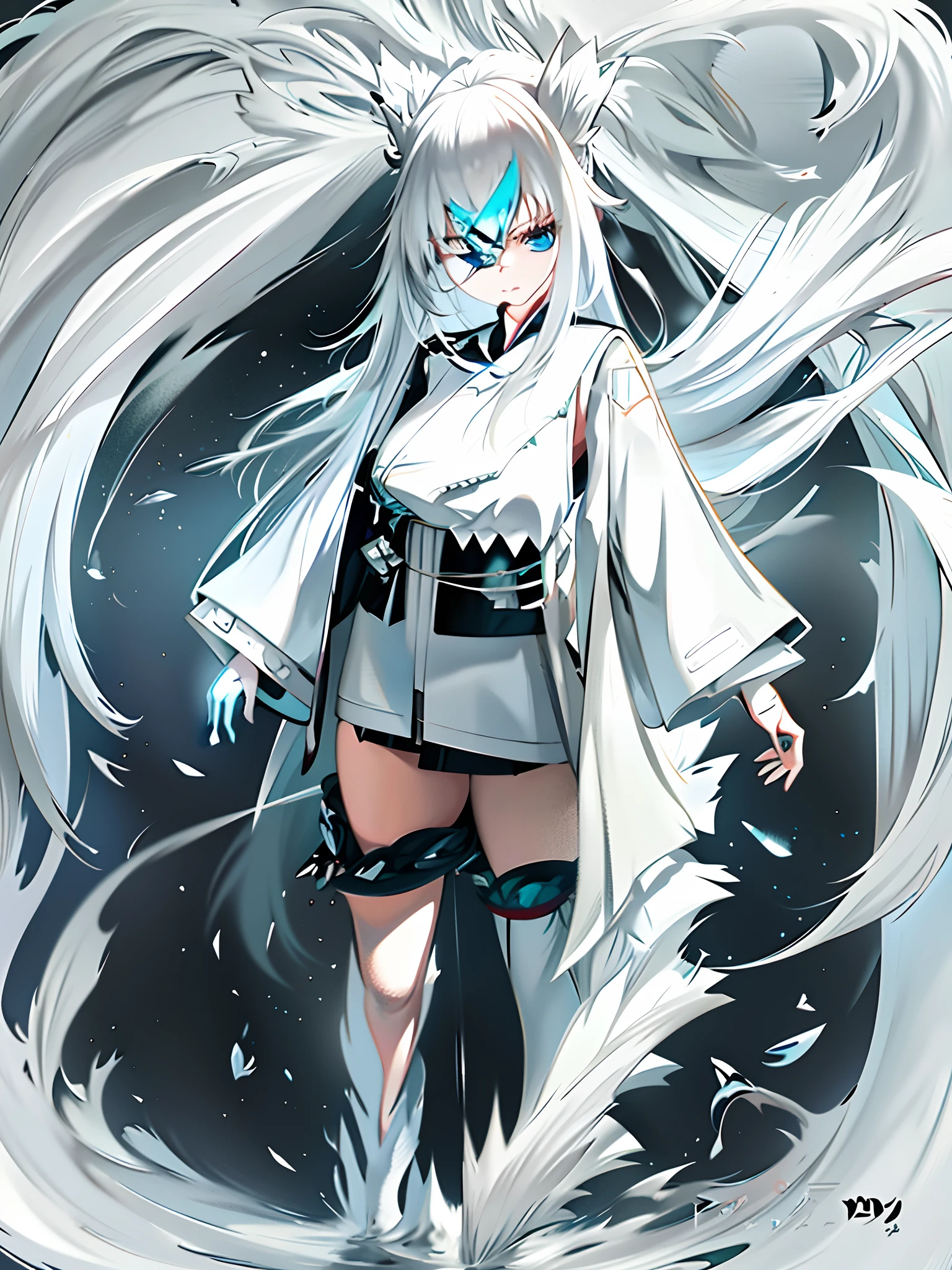 Personagem de anime com cabelo branco longo e capa branca, papel de parede de arte de anime 8k, papel de parede de arte de anime 4k, Papel de parede de arte anime 4k, melhor papel de parede de anime 4k konachan, arte digital no pixiv, estilo de anime4 K, arte digital com estilo anime, Ilustração digital de anime, ilustração de estilo anime, Garota de anime andando na água, lindas obras de anime