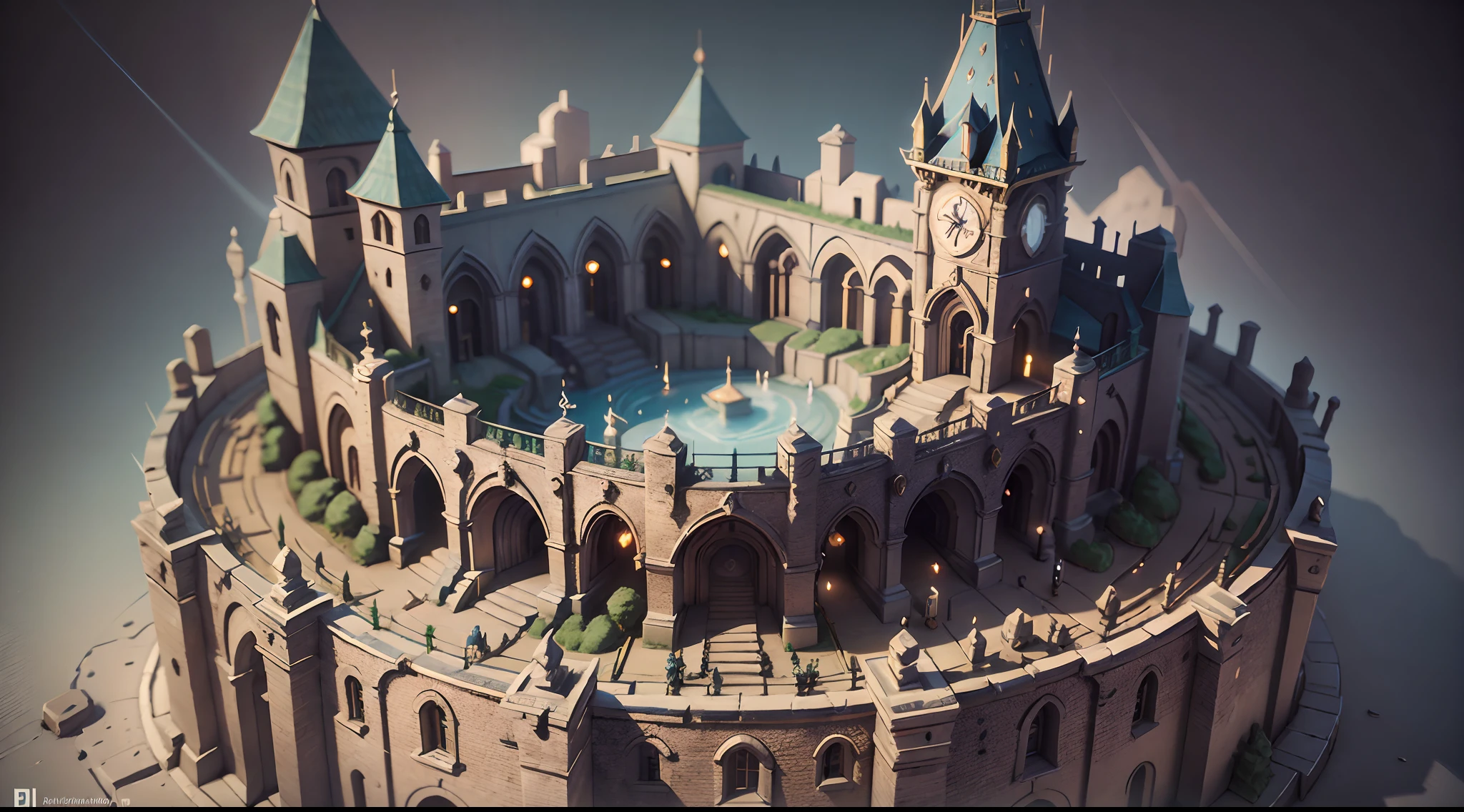 3d render of a Miniature cute Medieval kingdom, high detail, high quality sense,Premium studio light,Blender, Lumio, Arnold, 8k, hd, hq