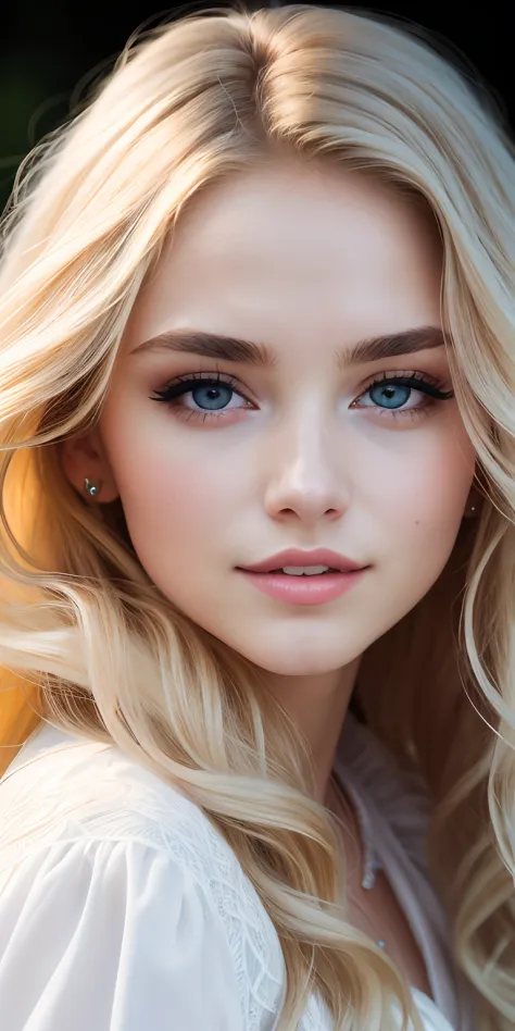 Photo of a 20-year-old European girl, raw, Beautiful woman, (Long wavy blonde hair), ((Portrait)), ((Detailed face:1.2)), ((detailed facial features)), (finely detailed skin), pale skin,Park, London Ferris Wheel、Dresses with fluffy sleeves、A sexy(cold colo...
