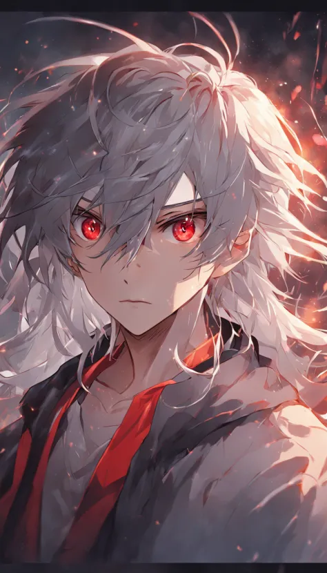 male people，((Masterpiece)), ((Best quality)), Ultra detailed,((illustration)), Dynamic Angle, Detailed light, (Delicate eyes), 1boy, Male focus, white hair, very long hair, red eyes, mysterious storyline, Vibrant colors, Clear Lines, High Sharpness, Detai...