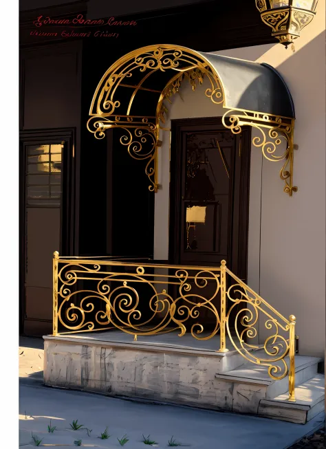doors and balustrades with upper windows, scroll paintings, ornate and graceful, detailed sketches, wrought iron, precisely painted details, wrought iron architecture, highly detailed designs, decorative elaborate and detailed, done wrought iron, detailed ...